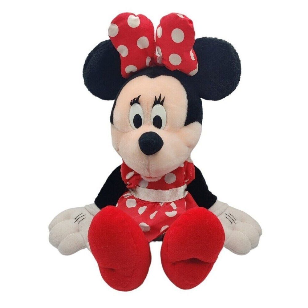 Vintage Disney Minnie Mouse Plush 19 Inch Applause Red Polka Dot Dress
